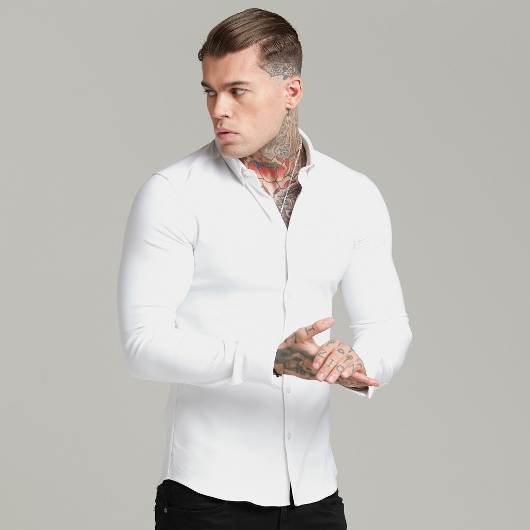 Super Slim Scuba White Long Sleeve Stretch - FS613 (PRE ORDER 30TH AUGUST)