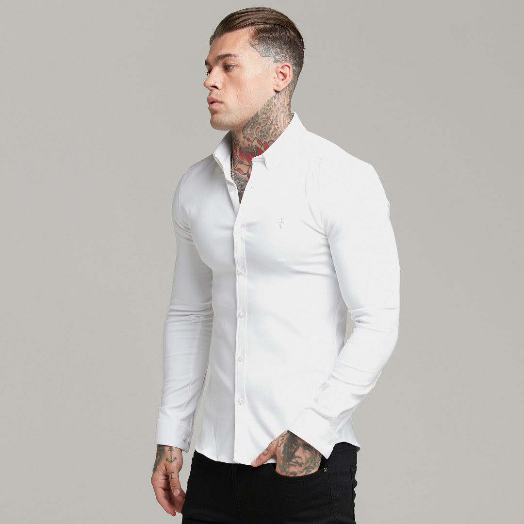 Super Slim Scuba White Long Sleeve Stretch - FS613 (PRE ORDER 30TH AUGUST)