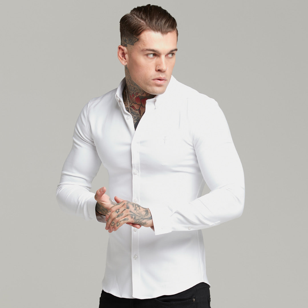 Super Slim Scuba White Long Sleeve Stretch - FS613 (PRE ORDER 30TH AUGUST)
