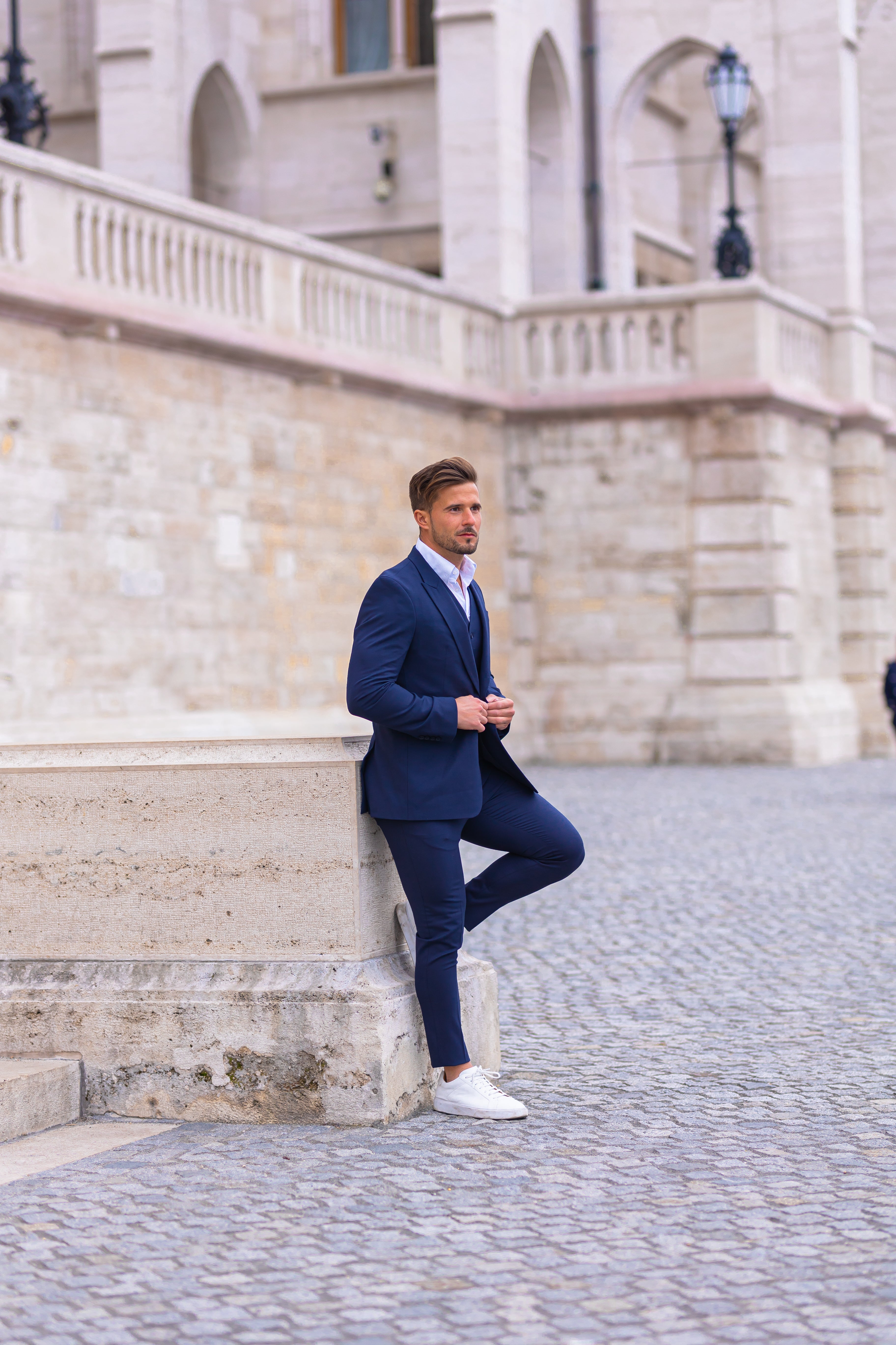 Slim Formal Plain Navy Stretch Trousers - FST009
