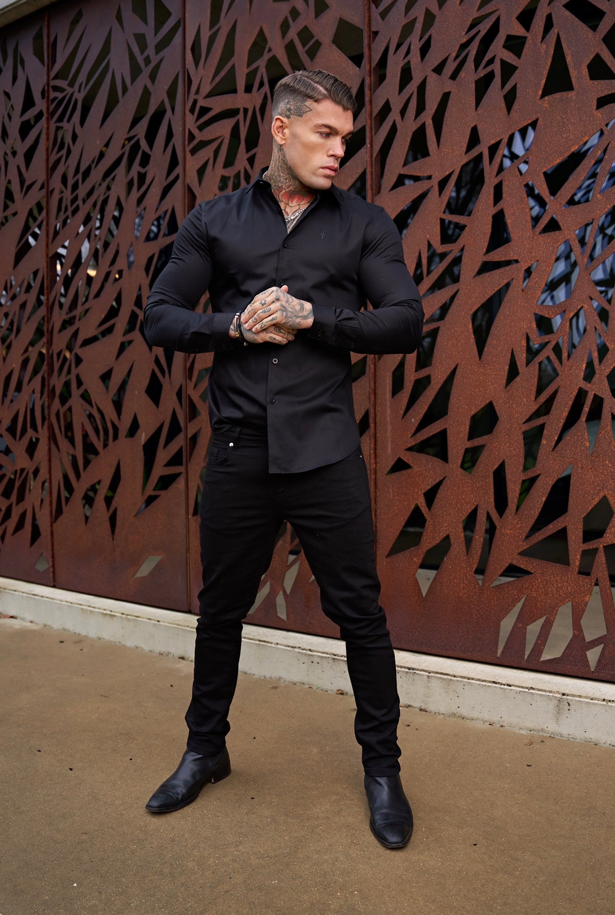 Classic Black Luxe Egyptian Cotton Relaxed Fit - FSR213 (PRE ORDER 11TH OCTOBER)