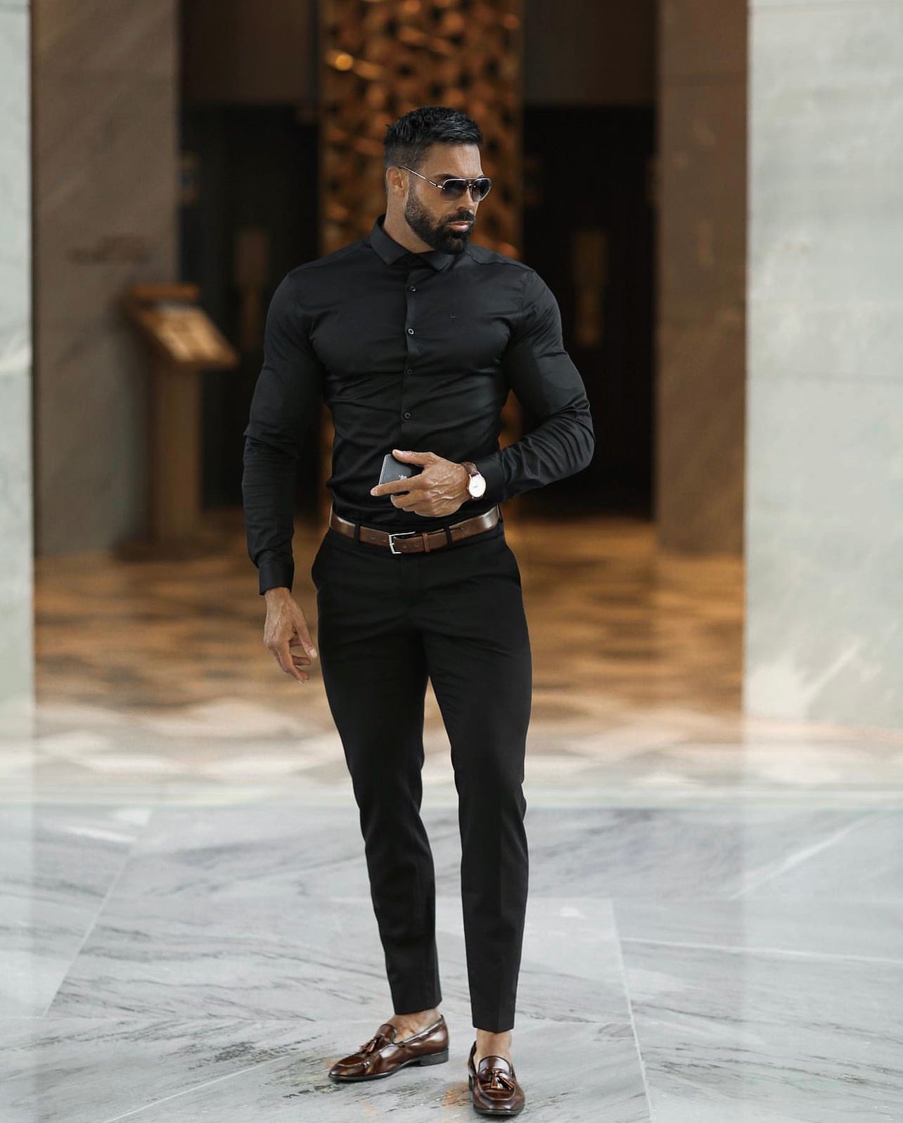 Relaxed Formal Black Stretch Trousers - FSTR001 RELAXED