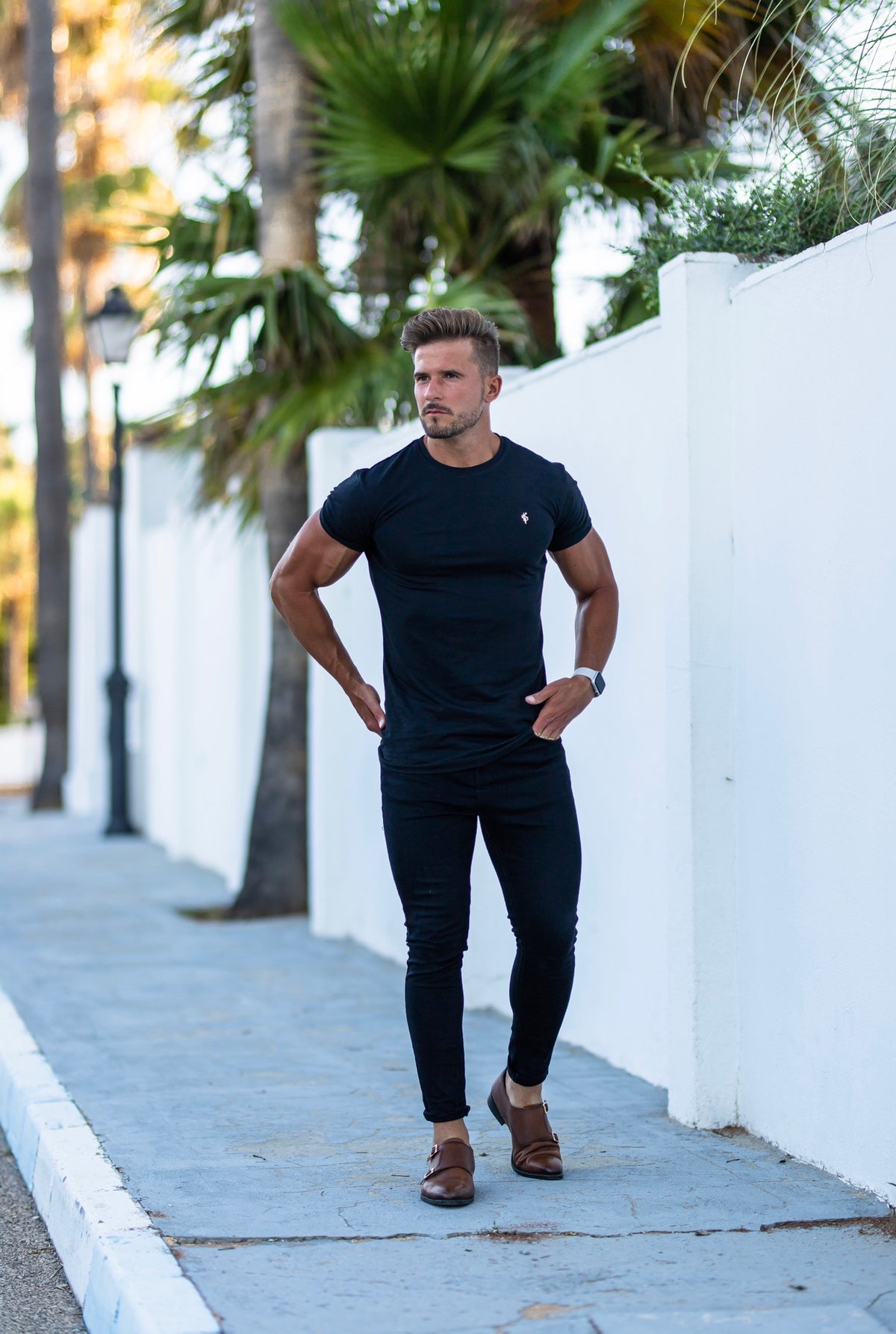 Black Bamboo Crew Tshirt with Gold Metal Emblem Decal FSH1382 (PRE ORDER 30TH OCTOBER)