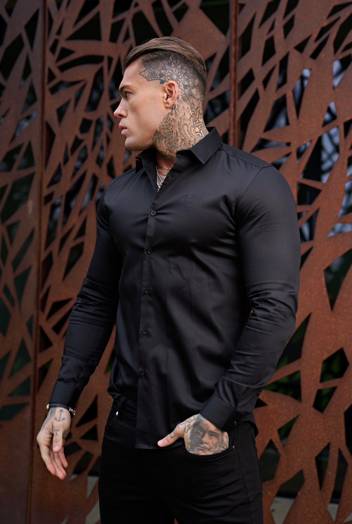 Classic Black Luxe Egyptian Cotton Relaxed Fit - FSR213 (PRE ORDER 11TH OCTOBER)