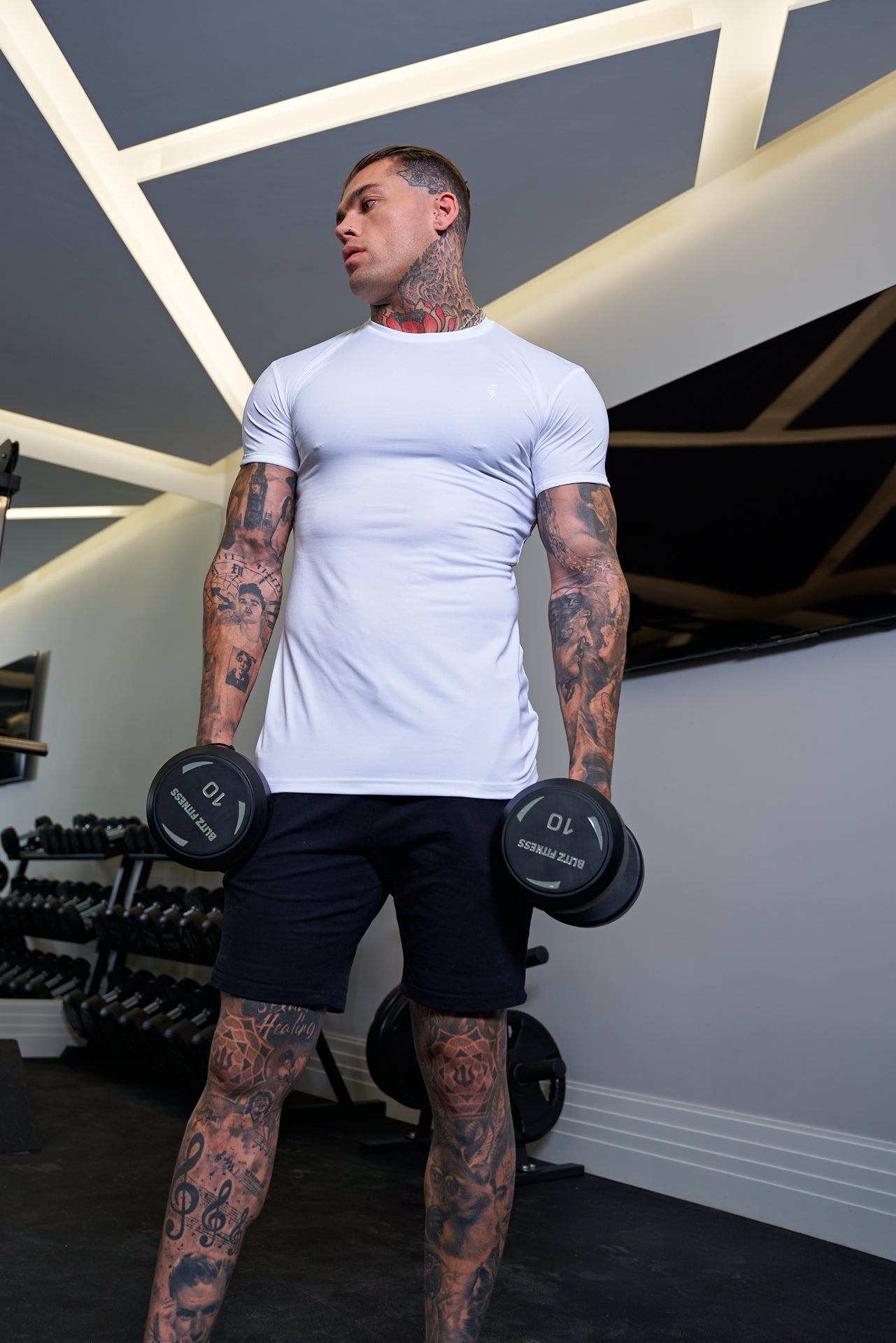 Muscle Fit White Gym Crew - FSH691